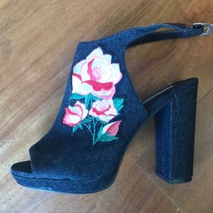 Cape Robbin denim block heels